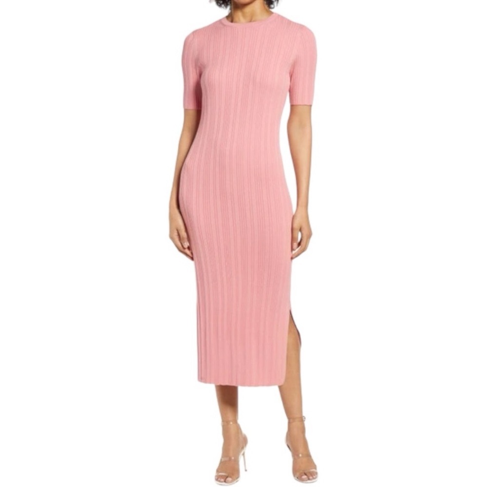 Rachel Parcell Pink Midi Sweater Dress